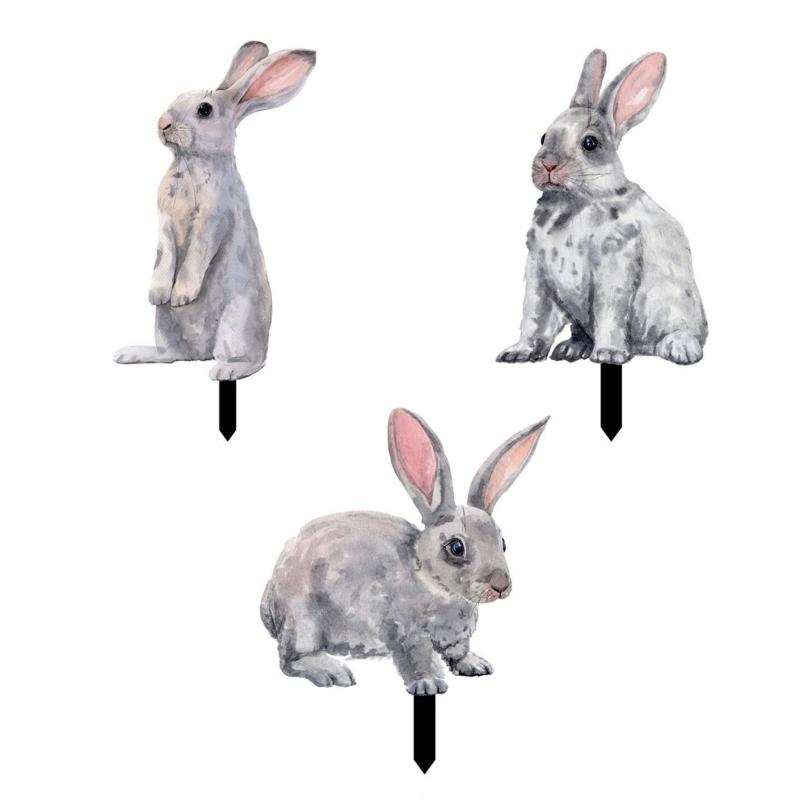 1/3pcs Easter Rabbit Yard Signs Spring Yard Stake Decorative Garden Stakes for Indoor Outdoor Courtyard Lawn Decoration