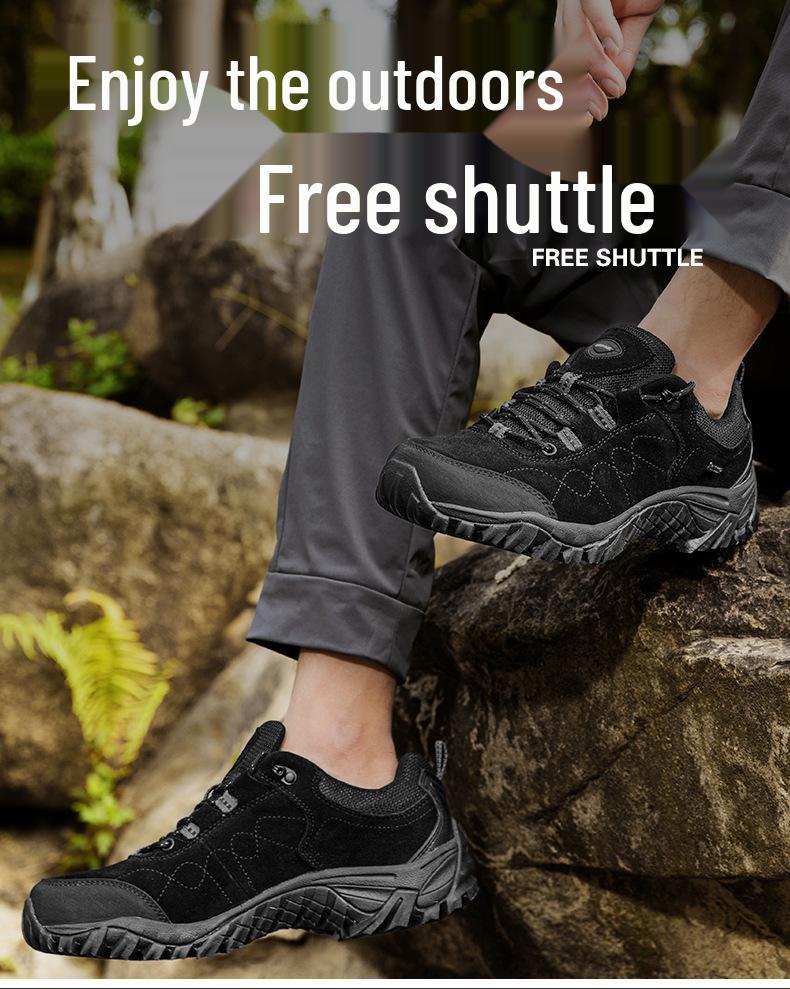 Men's Lightweight Non-slip Breathable Cowhide Hiking Shoes for Autumn and Winter