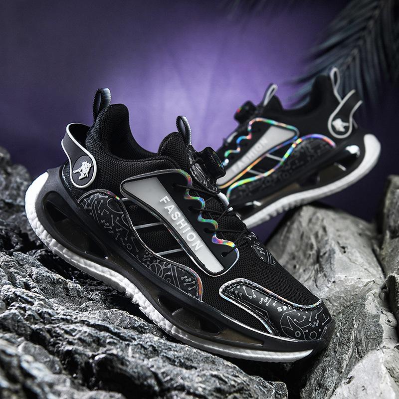 

Men s shoes new summer mesh breathable sports shoes fashion casual student rotating button running shoes men s 45 чёрный