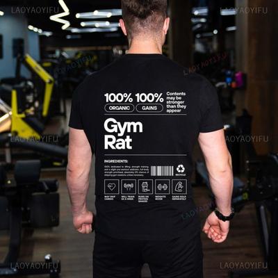 T-shirts Graphiques Gym Rat Femme Homme Été Gym 2025 Tshirt Meme Gym Haltère Cool Gains Entraînement Coton de Haute Qualité T-shirt