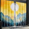 2pcs Abstract Nature Curtains, Mountain and Sun Vintage Design for Bedroom and Living Room