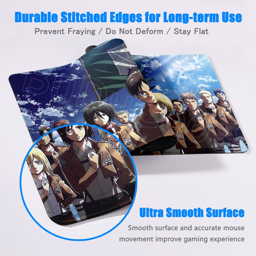 Attack On Titan Cool Anime Mouse Pad Gaming Keyboard Accessories Large Rubber Desk MatComputer Carpet Pc Gamer Non-slip Mousepad