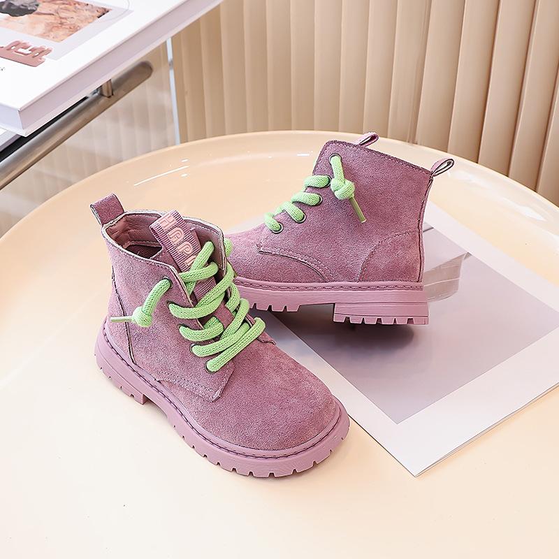 Mädchen Dopamin Stiefeletten Jungen Modische und Vielseitige Britische Stil Weichsohlige Lederstiefel