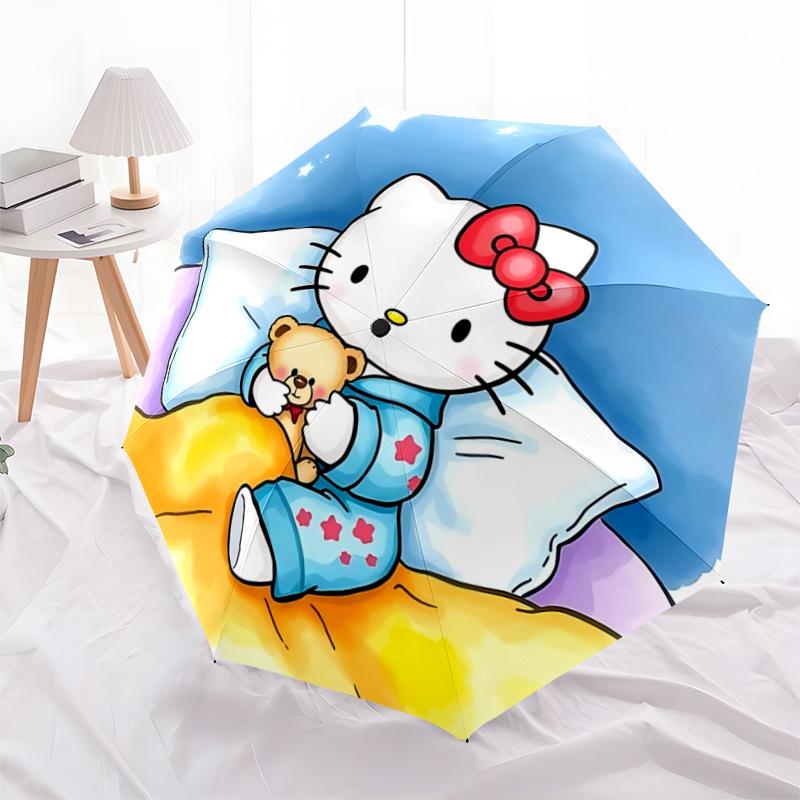 

1pc Hello Kitty Automatic Opening/Closing Umbrella with Convenient Three-Fold Design, 8-Bone Iron Frame Outdoor Umbrella - Perfect Gift for Fans, Trav