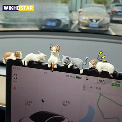 4 Adet Sevimli Yavru Kedi Süsleme Yaratıcı Uyuyan Kedi Bebek Otomobil Ekran Süsleri Oyuncaklar Kedi Mikro Peyzaj Süslemeleri Hediyeler