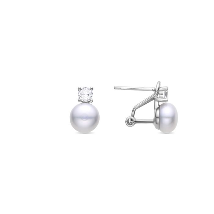 Boucles d'oreilles Luxenter en argent 925 avec perle blanche finition en rhodiée - Ohrun