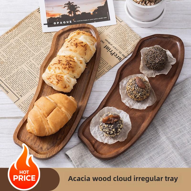 Rustic Wooden Charcuterie Board Rectangular Serving Platter with Handles for Cheese Fruits Bakery Display Home Kitchen Essential