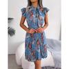 Spring and Summer Temperament Flower Tie Waist Large Swing Pleated Skirt Ladies Fashion Dress Loose Medium Long Skirt