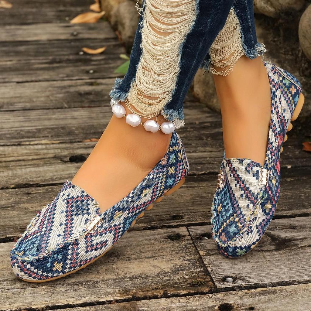 Spring/Summer 2024 Ethnic-Style Floral Colorblock Women's Casual Plus Size Shoes