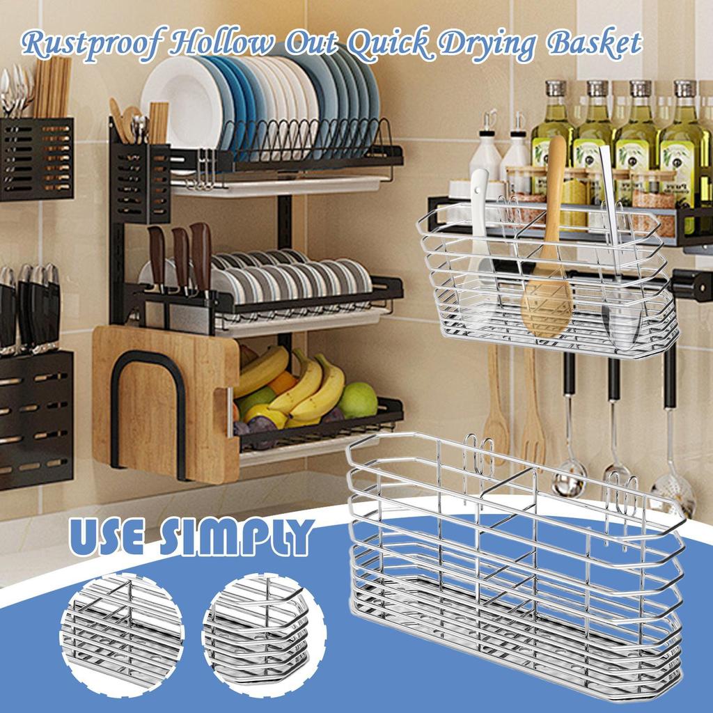 Fork Drainer Basket Stainless Steel Cutlery Hangable Basket Flatware Drying Rack Fork Drainage Containers For Kitchen