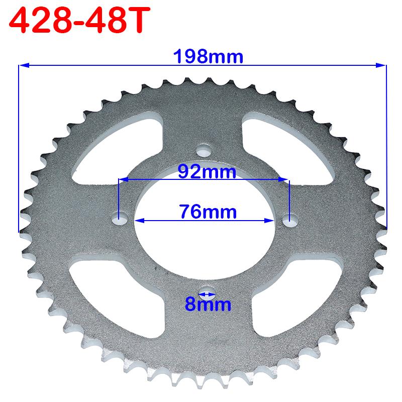 428 Chains 25T/31T/32T/37T/39T/41T/42T/48T 48mm 76mm Rear Chain Sprocket for ATV Quad Pit Dirt Bike Buggy Go Kart Motorcycle