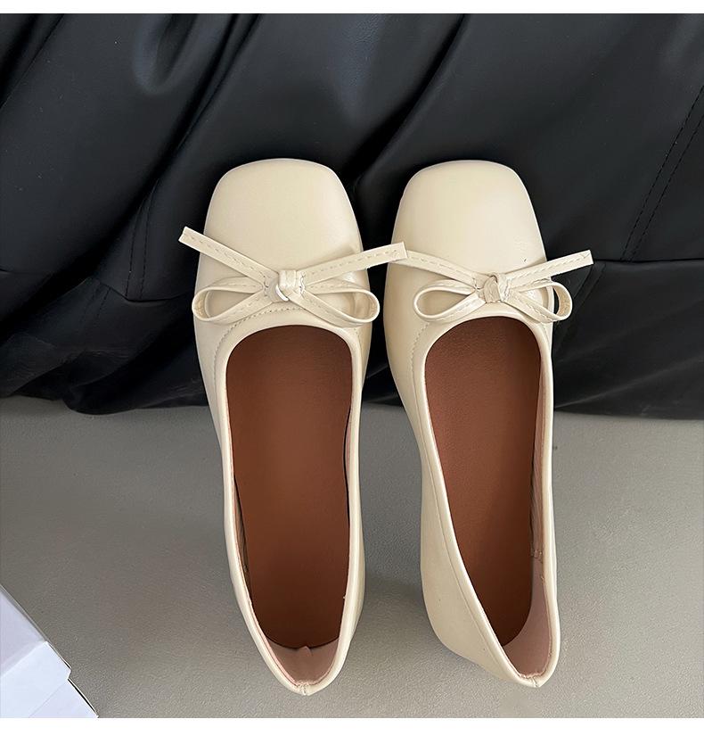 Silver square head ballet style light mouth flat sole shoes women's 2025 new spring French skirt Mary Jane shoes