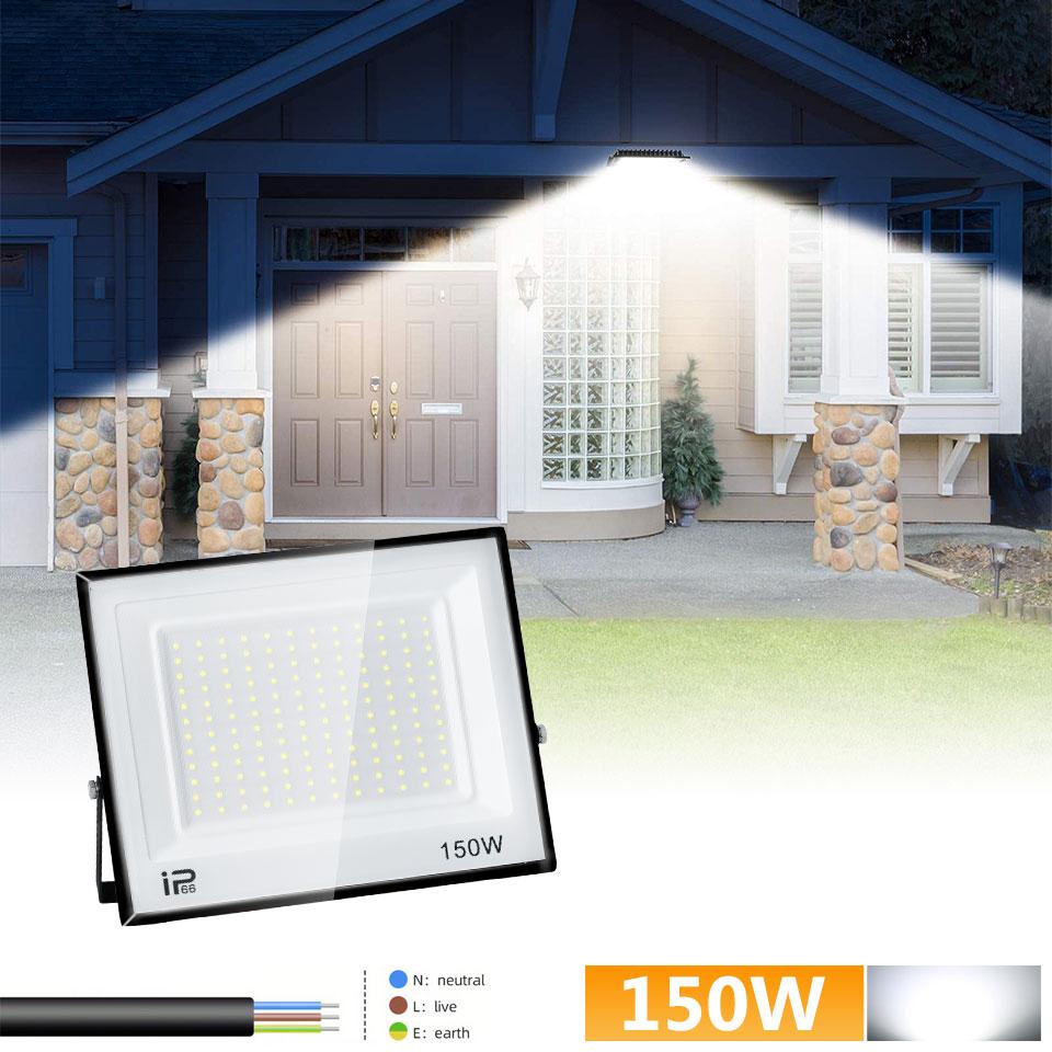 LED Floodlight AC110V/220V 20/30/50/70/100/150/200/300W Aluminum For Outdoor Lighting IP66 Waterproof Garden Courtyard Lamp