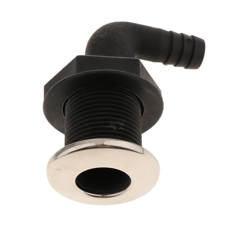Marine Boat 90 Degree Thru Hull Fitting Through Hulls Bilge Pump Connector for Hose, 3/8-inch, 1/2 Inch
