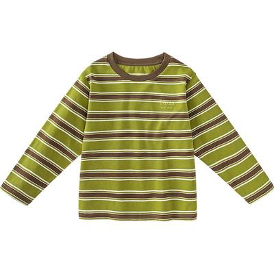 Minibala Boys' Pure Cotton Striped Color-Block Long-Sleeve T-Shirt
