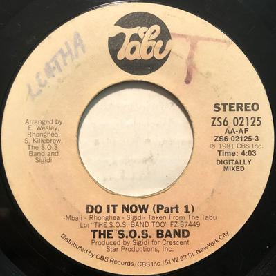 7inch Record S.O.S. BAND  Do It Now ZS602125 Tabu Records 1981 US Dance  Electronica Used