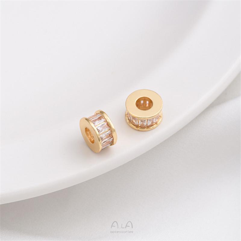 14K Gold-Plated Zircon Spacer Beads for DIY Jewelry