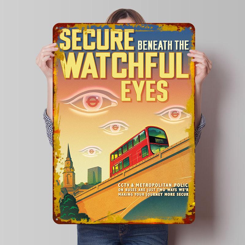 

Watchful Eyes Tinplate Poster Customized Wall Art Vintage Retro Metal Signs for Room Decoration Gaming Office Decor Coffee Bar 7.9x11.8In(20x30cm)