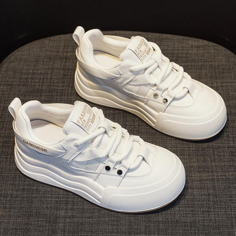 

Туфли из натуральной кожи белого цвета, повседневные туфли-бордисты на толстой подошве 41 бежевый