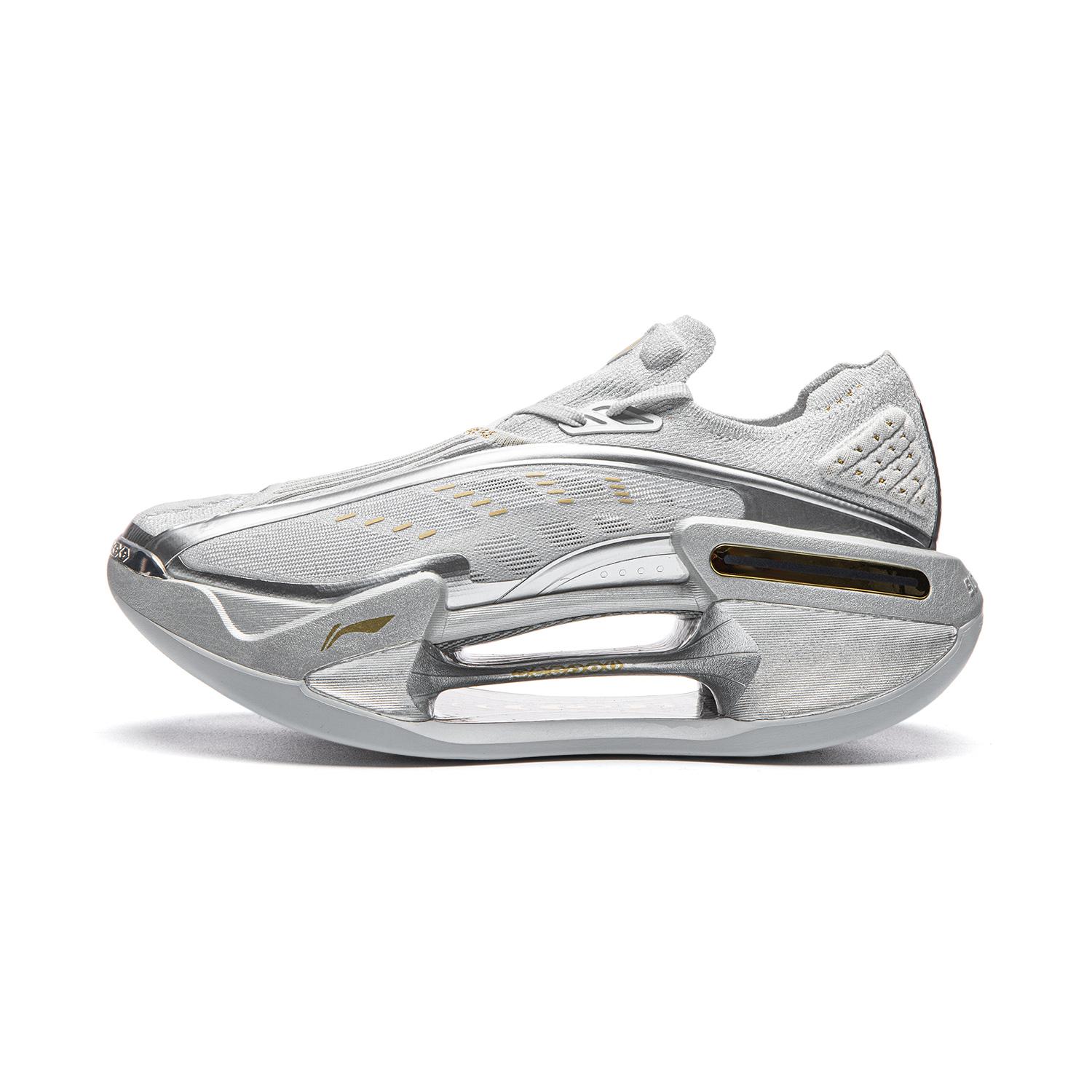 Herren-Sneaker Li-Ning Shadow 4 Laufschuhe Unisex Niedrig geschnitten Silber 46 white