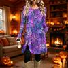 Women's Casual Printed Long Sleeve Round Neck Dress for Daily Wear