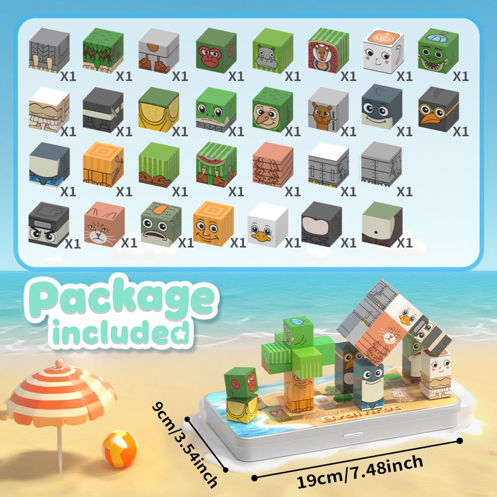Italian Brainrot Mini Magnetic Blocks with Portable Iron Box, Tralalero Tralala Figures Travel Magnetic Building Blocks