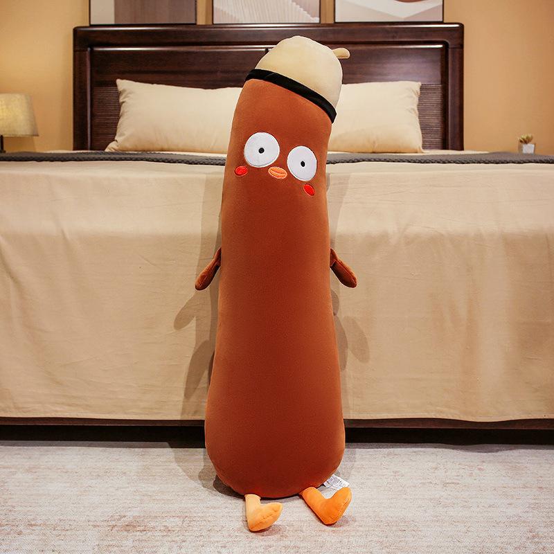 Cartoon Soft Yellow Chick Long Pillow Plush Toy Doll Chick Doll Girl Soothing Puppet Doll