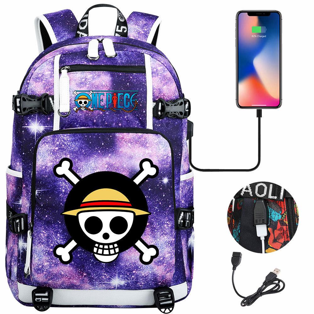 Anime Skull Print Large Capacity Backpack for Teens Students Casual Travel Daypack Lightweight Waterproof