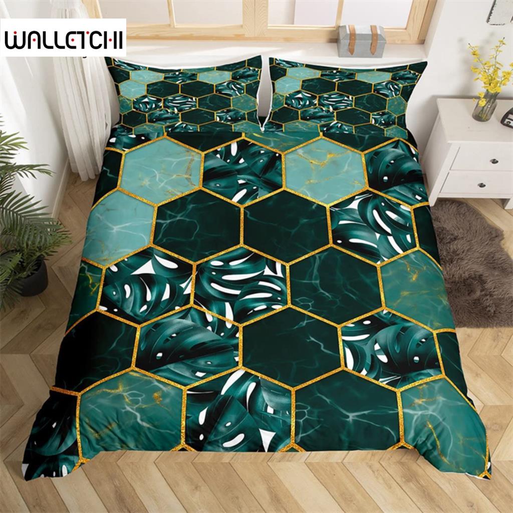 

Marble Duvet Cover Set Microfiber Geometric Hexagone Quilt Cover Honeycomb Bedding Set Single King Queen For Kids Teens Adults EU single(135x200cm)