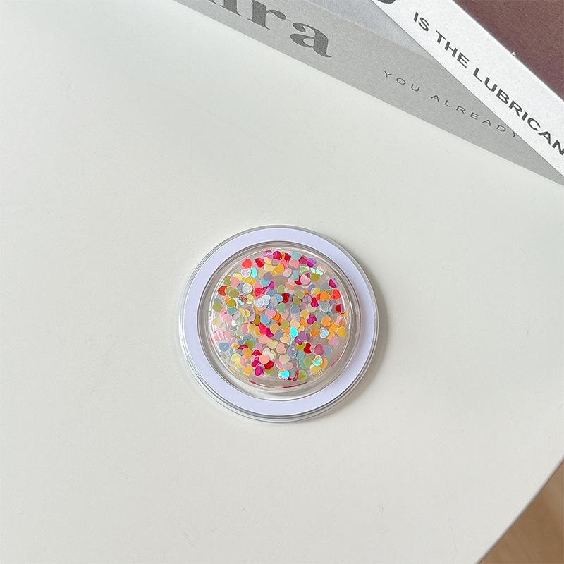 Color Sequined Mobile Phone Airbag Holder Magnetic Suction Magsafe Retractable Small Fresh Women'S Ring