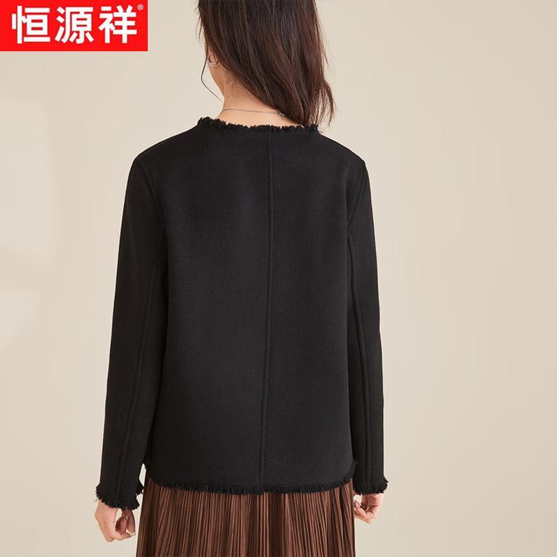 Hengyuanxiang Women's 100% Pure Wool Short Tassel Coat