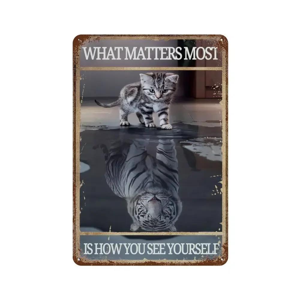 Funny Coffee Sign Retro Cat Posters Metal Tin Sign Vintage Kitchen Signs Coffee Bar Sign Cat Wall Art Poster Cats Home Decor