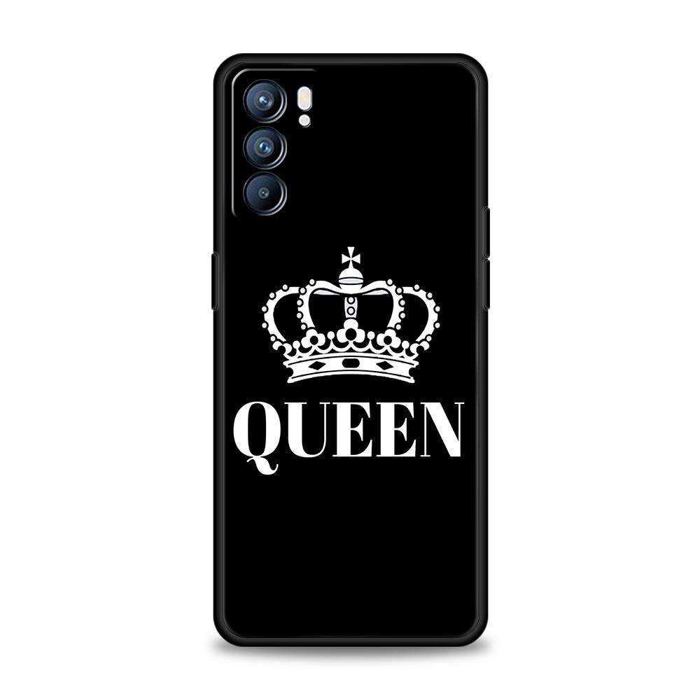 

Couple Style Crown king Queen Phone Case For Oppo Reno8 Reno7 Reno6 Pro A54 5G Find X6 X5 A53 A52 A9 A15 A17 A16 A31 Cover Oppo A3s