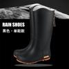 Fashion Rain Boots Women's High Rain Shoes Outdoor, Winter Waterproof and Warm Long Rain Boots