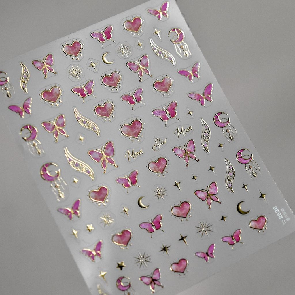 1pcs 5D Bronzing Star Moon Nail Art Stickers Luxury Gold Silver Adhesive Slider Press on Nail Decoration Decals Accessories DIY