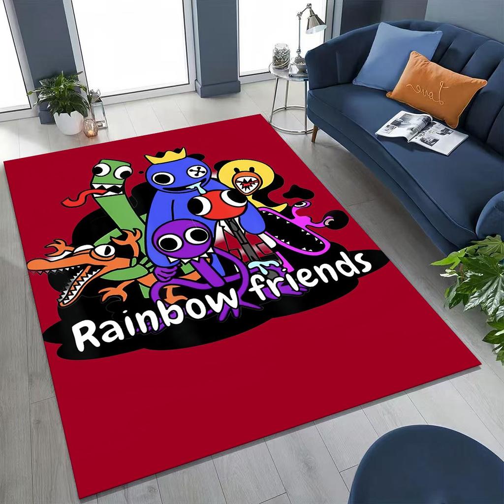 Game 3D R-Rainbow F-Friends Cartoon Art Rug for Bedroom Living Room Sofa Home Doormat Decor,Large Kid Play Non-slip Floor Mat