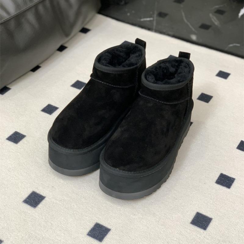 

Зимние ботинки толстоподошвенные новые из овчины и меха, с увеличением высоты, утепленные и утолщенные теплые шерстяные хлопковые ботинки женские 40 [Bottom thickness 3.5CM] чёрный
