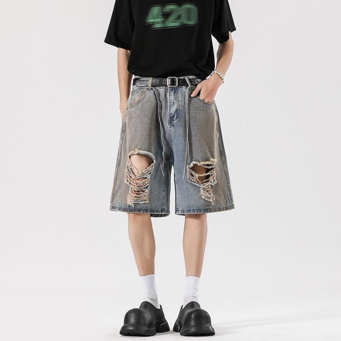 

Новые весенне-летние свободные джинсовые миди-брюки мужские шорты 5 минут 3XL