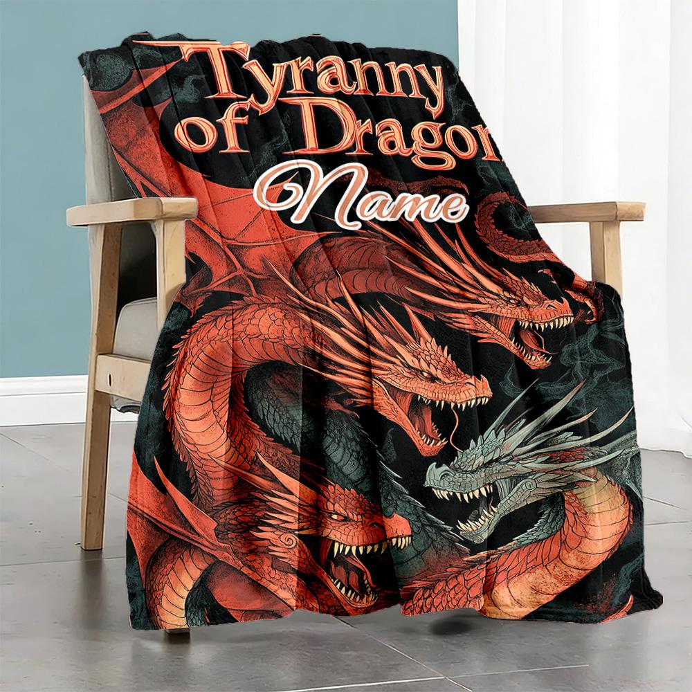 Dragon Group Personalized Name Blanket Multi-purpose Customizable Blanket Durable Comfort Throw For Living Room Livingroom Office Chair Seaside