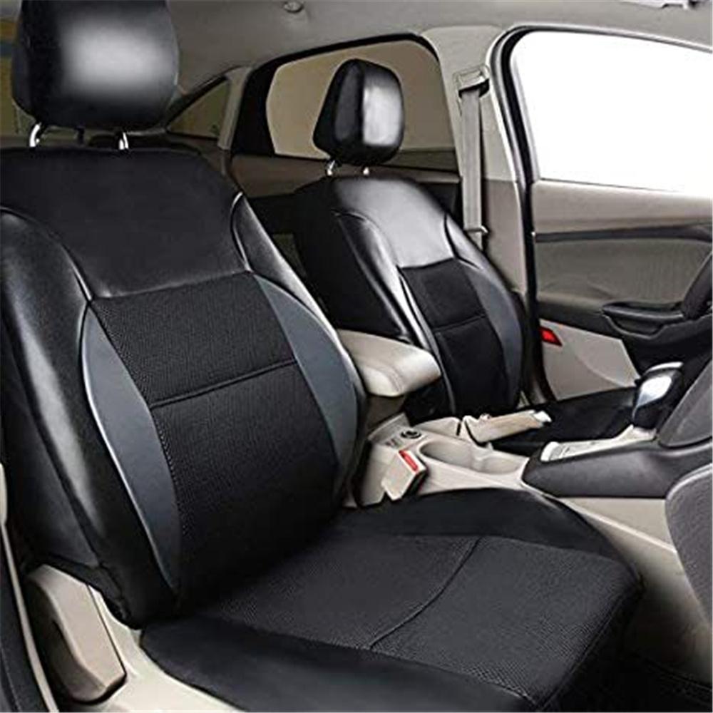 PU Leather Car Seat Covers Full Set Universal Diamond Lattice Styling Waterproof