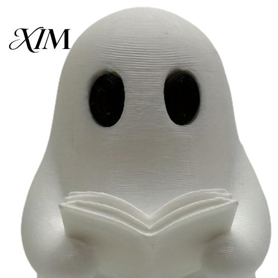 Cute Ghost Figurines for Home Decor Halloween Mini Reading Book Ornament, 3D Printed Little Minimalist Figurine, Durable PLA Creative Statues