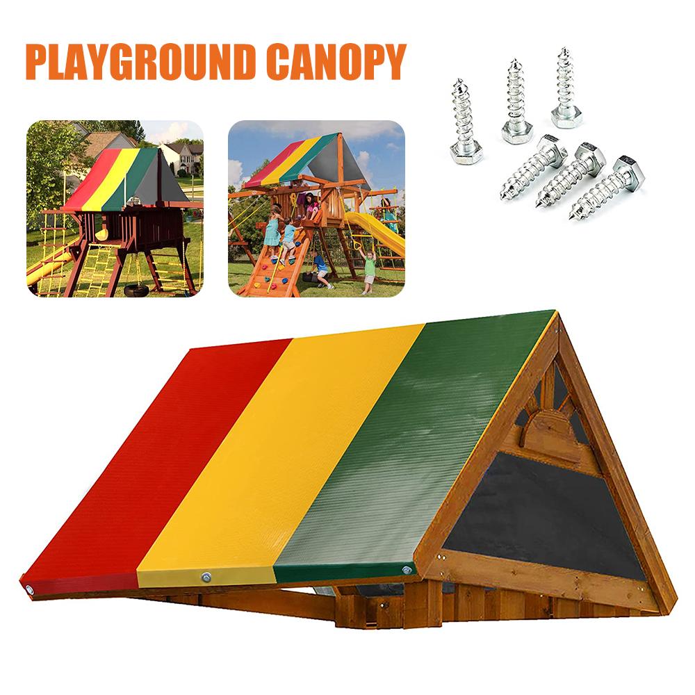 Swing Set Replacement Tarp 52"x89" Waterproof Kids Playground Roof Canopy Cover Outdoor Swingset Slide Sun Shade