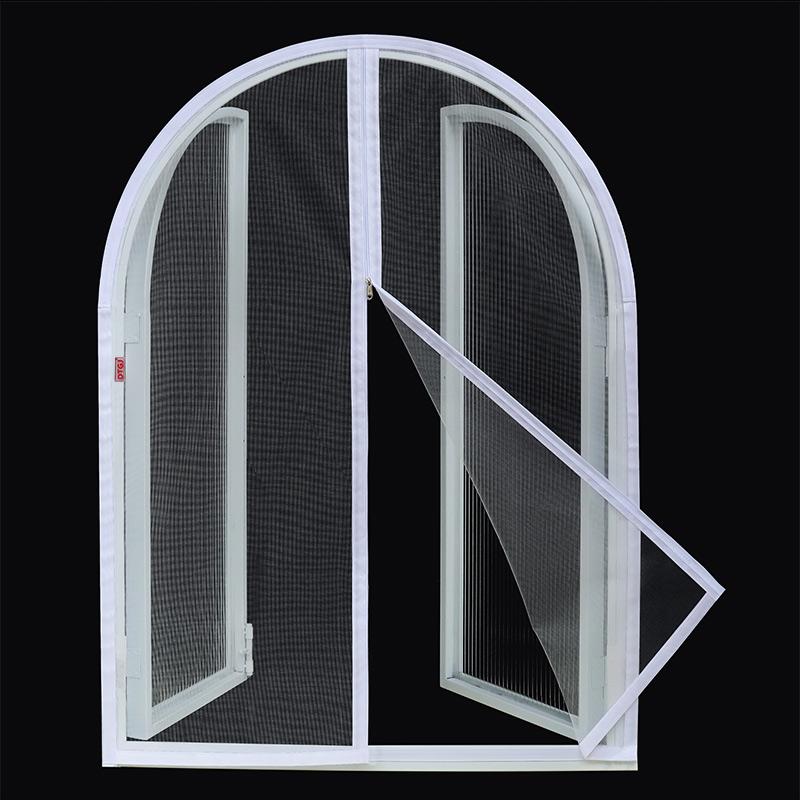Mosquitera de Ventana con Arco Pantalla Curva Redonda Cremallera anti-mosquitos Personalizada Negro blanco Malla para Moscas Insectos Fibra de Vidrio Invisible