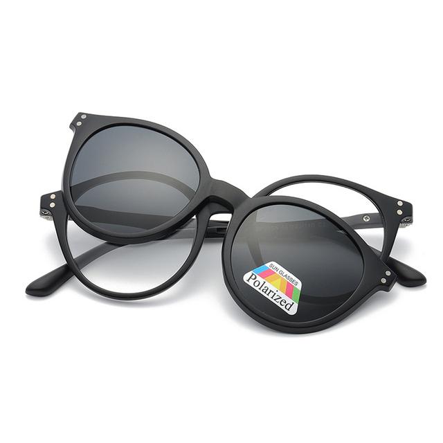 5 In 1 Magnet Sunglasses Women Polarized Clip On Glasses Men Round Prescription Optic Reading Glasses Driving Sun Glasses F