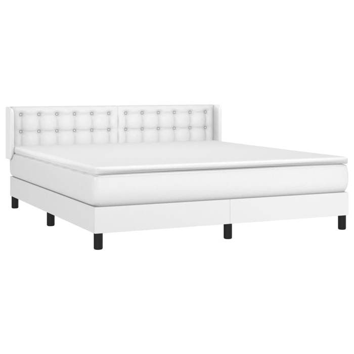 3130788 vidaXL Divan Bed with Mattress White 160x200cm Faux Leather