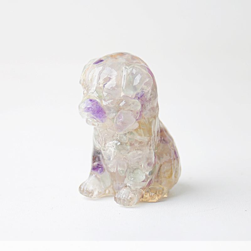 Resin Craft Pet Statue With Genuine Water Crystal For Modern Living Room Accent
