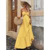 European Summer New Sexy Neck Sling Backless Pleated Chest Vacation Style Dress