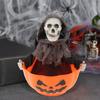 Halloween Skelett Süßigkeitsschale Animierte Schädel Süßigkeitenschale mit Bewegungsaktiviertem Horror Halloween Süßigkeitsserver mit LED-Augen und Gruseligem Geräusch