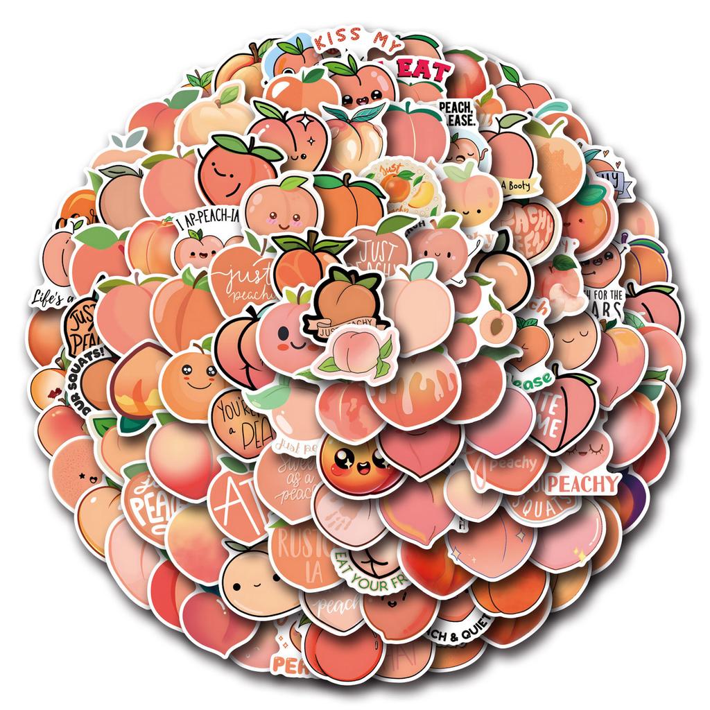 110 Pieces of Fruit Peach Graffiti New Stickers Decorative Skateboard Suitcase Waterproof Stickers
