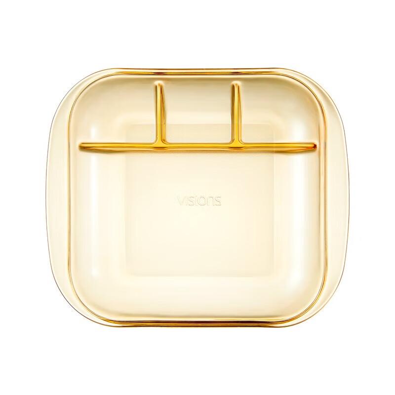 VISIONS Heat-Resistant Glass Partitioned Dumpling Plate with Vinegar Dish